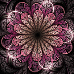 Naklejka premium Dark pink fractal flower, digital artwork