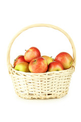 Fototapeta na wymiar Beautiful apples in basket isolated on white