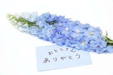 青い花とメッセージ
