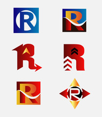 Letter R logo icon template elements
