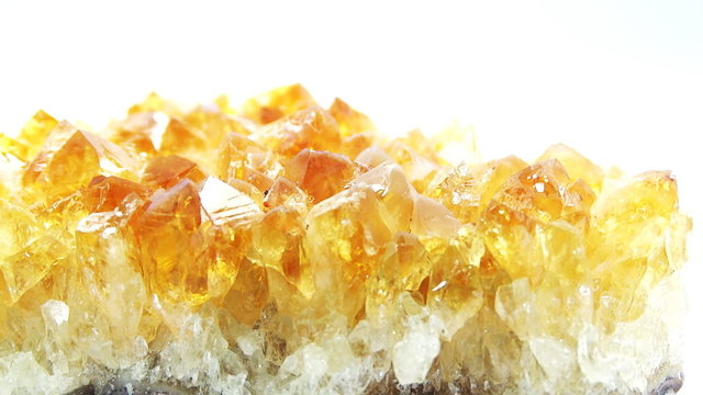 Citrine semigem geode crystals geological mineral isolated 
