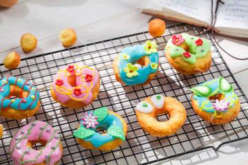 Decorating homemade donuts