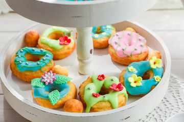 Homemade donuts in the sunny kitchen