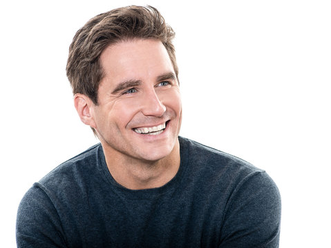 Mature Handsome Man Toothy Smile Portrait 