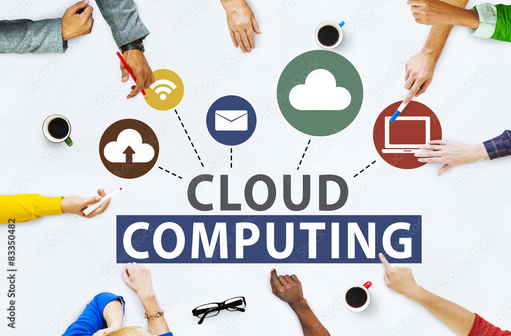 Poster cloud computing network online internet storage concept