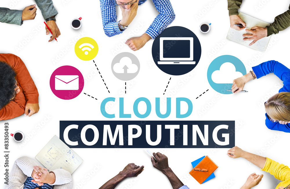 Poster cloud computing network online internet storage concept