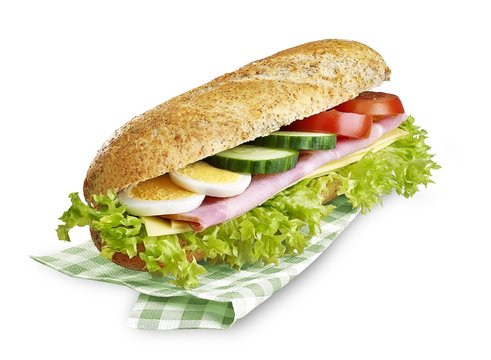 sandwich with clipping path isolated on white