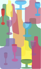Seamless vector of bottles and glasses