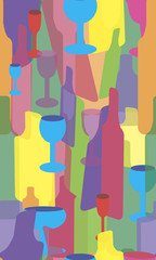 Seamless vector of bottles and glasses
