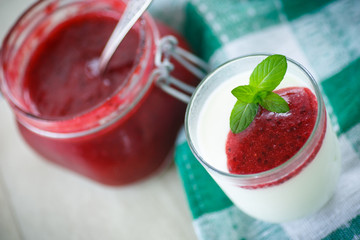 sweet homemade yogurt with fruit jam