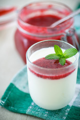 sweet homemade yogurt with fruit jam