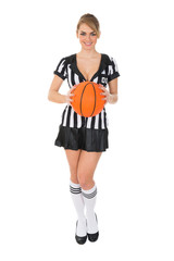 Naklejka premium Female Referee Holding Basketball