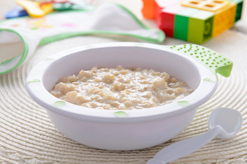 Child`s food: oatmeal porridge