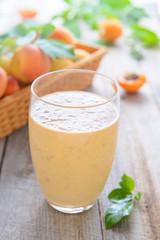 Fresh homemade smoothie from apricots and yogurt