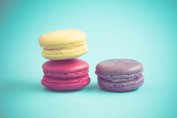 french macaroons with filter effect retro vintage style