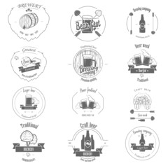 Set of Two-color Beer Craft Badges.