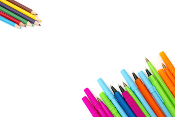 colored pens isolated over white