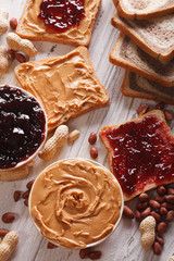 Sandwiches with peanut butter and jelly vertical
