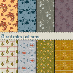 8 set seamless retro flower patterns  collection  wallpapers