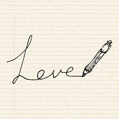 Love heart design on lined paper - 83354257