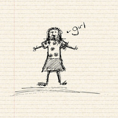 Stick girl in a flowery top