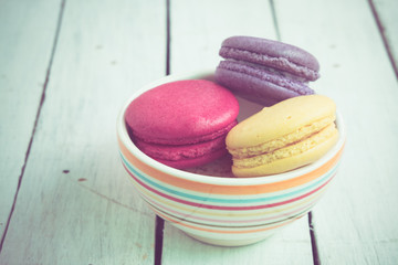 french macaroons with filter effect retro vintage style