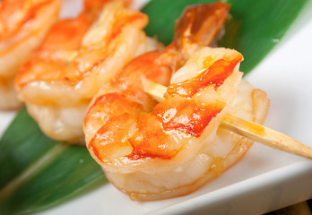 Japanese skewered  royal prawn