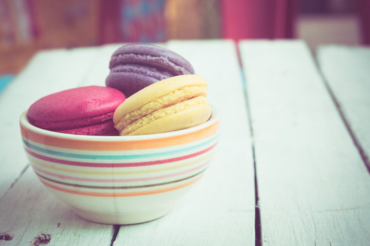 french macaroons with filter effect retro vintage style