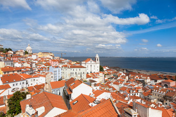 Fototapeta na wymiar Lisbon rooftop from Portas do sol viewpoint - Miradouro in Portu