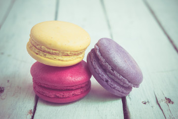french macaroons with filter effect retro vintage style
