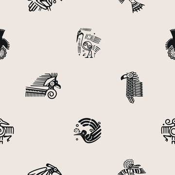 Seamless background with American Indians relics dingbats 