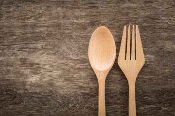 Wooden spoon  on wood table