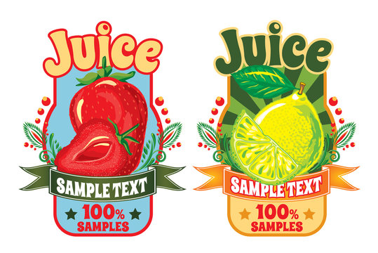 set of templates for labels of juice