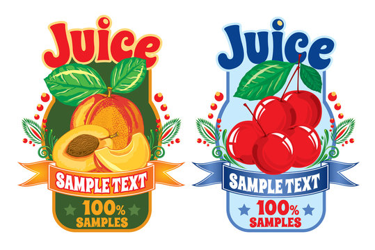 set of templates for labels of juice