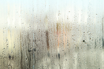 Fogged up glass with many drops