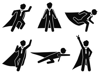 super businessman stick figure pictogram illustration vector