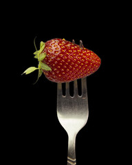 strawberry fork, healthy food background