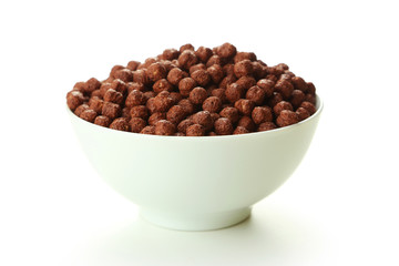 Bowl of cornflakes isolated on white