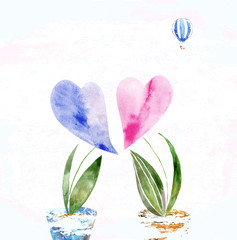  hearts, flowers