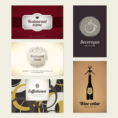 Set of detailed business cards. For cafe and restaurant