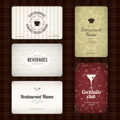 Set of detailed business cards. For cafe and restaurant
