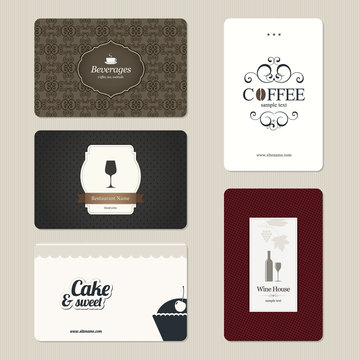 Set of detailed business cards. For cafe and restaurant