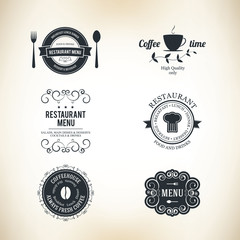 Label set for restaurant and cafe