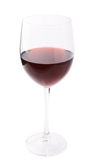 Glass filled with the red wine isolated