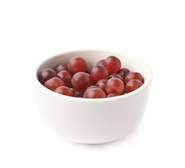 Bowl filled with the dark grapes