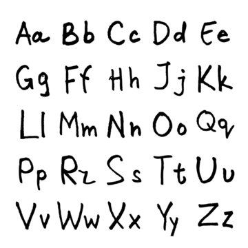handwritten ABC alphabet with leaf