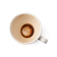 Used empty cup of coffee isolated