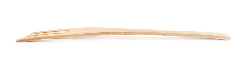 Used wooden fork spatula isolated