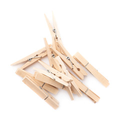 Wooden clothespin composition isolated