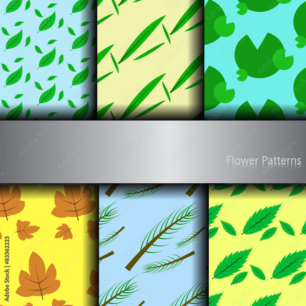 Poster vector : 6 sets of leaves pattern